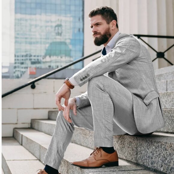 State and Liberty Athletic Fit Stretch Blazer - Lightweight Heathered Grey 40 - Picture 1 of 12